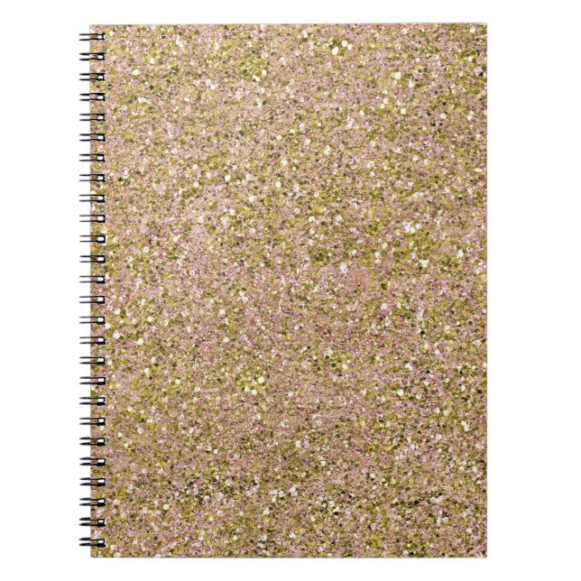 Blush Rose Pink & Gold Glam Glitter Sparkle Notebook (Front)