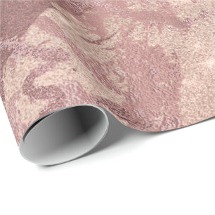 Blush Rose Pink Marble Shiny Spark Powder Texture Wrapping Paper