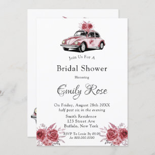 Blush Rose Pink Peony Oleander Bridal Shower Invitation