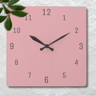 Blush Rose Pink Solid Colour   Classic   Elegant  Square Wall Clock