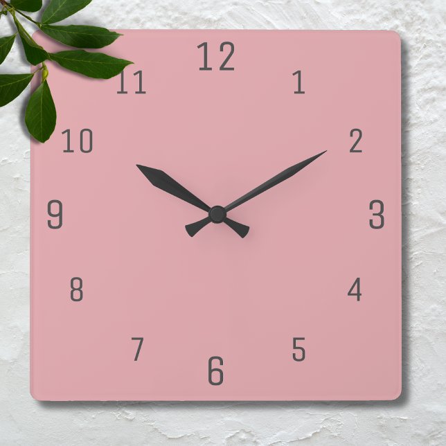 Blush Rose Pink Solid Colour | Classic | Elegant  Square Wall Clock (Creator Uploaded)
