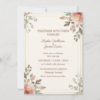 Blush Rose Sage Botanical Wedding Invitation