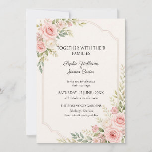 Blush Rose Scalloped Frame Wedding Invitation