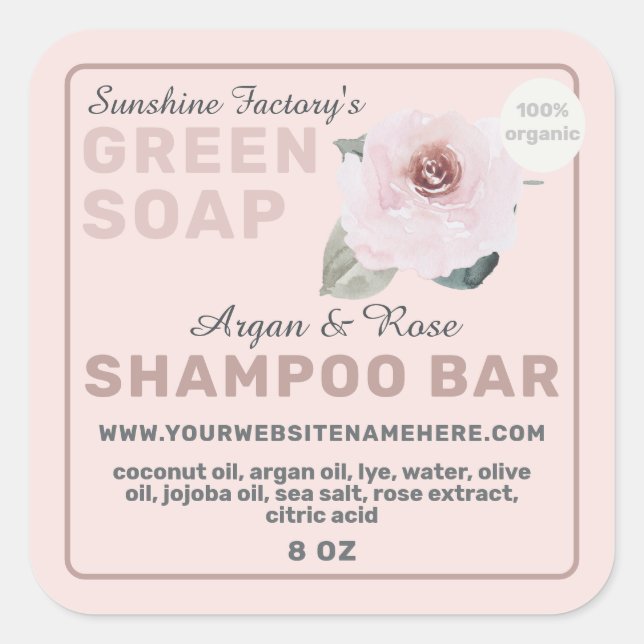 Blush Rose Shampoo Bar Label (Front)