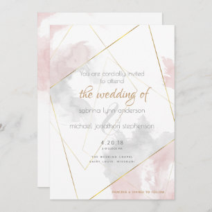 Blush Rose Silver Watercolor TheBarefootBride™ Invitation