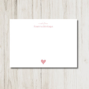 Blush Rose Simple Heart Custom Name Wedding Card