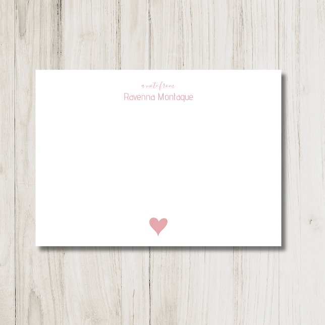 Blush Rose Simple Heart Custom Name Wedding Card (Creator Uploaded)
