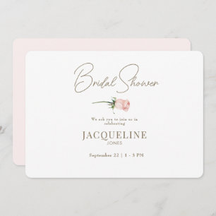 Blush Rose Stem Bridal Shower Invitation