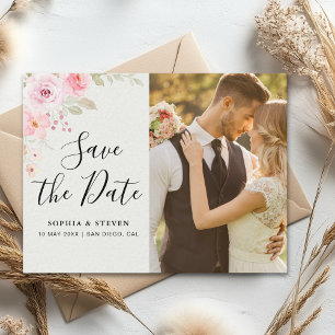 Blush Rose-Themed Elegant Wedding Postcard