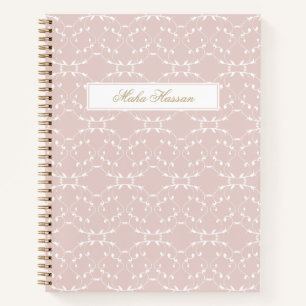Blush Rose Vine Pattern Journal Custom Name