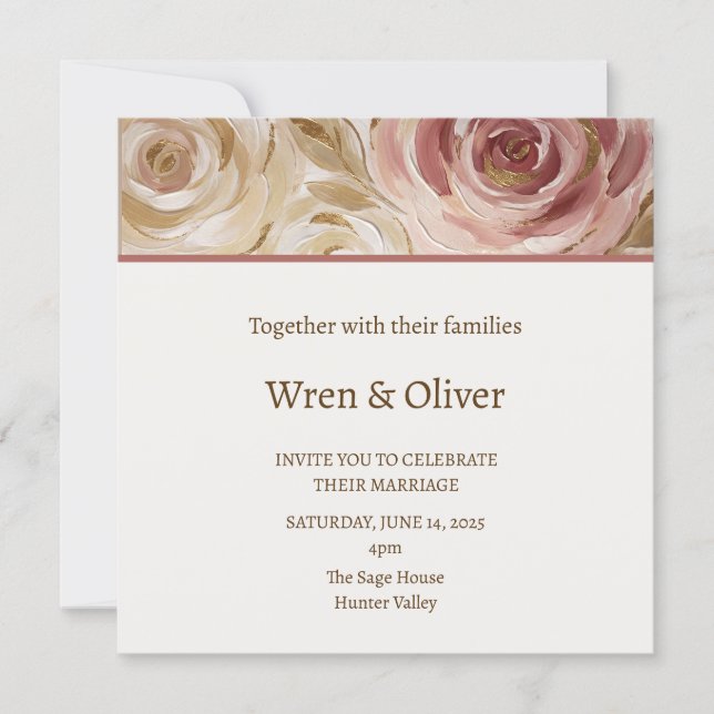 Blush Rose Wedding Invitation (Front)