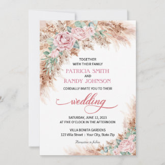 Blush Rose Wedding Invitation