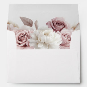 Blush Rose & White Floral Wedding Envelope