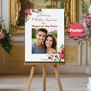 Blush Roses 1st Wedding Anniversary Photo Welcome Poster