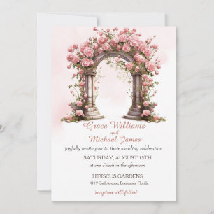 Blush Roses Boho Wedding Arch Wedding Invitation