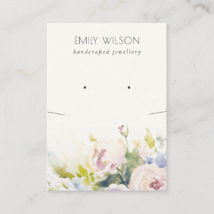 Blush Roses Floral Necklace Earring Combo Display Business Card