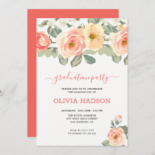 Blush Roses Graduate Invitation
