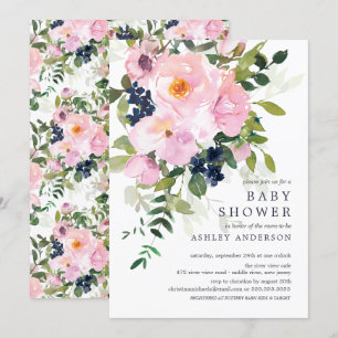 Blush Roses & Peonies Baby Shower Invitation