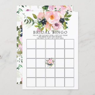 Blush Roses & Peonies BINGO Bridal Shower Game Invitation