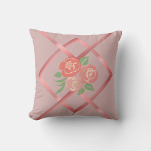 Blush Roses Throw Pillow