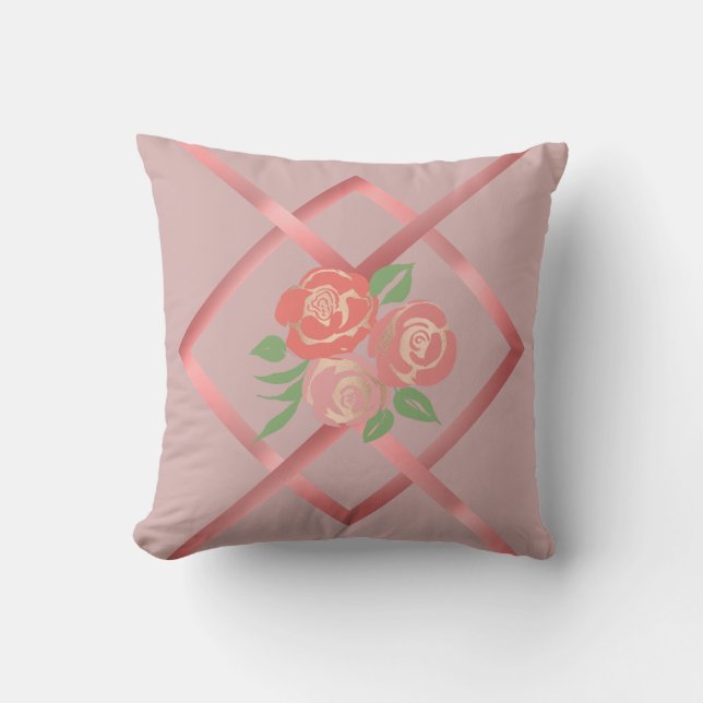 Blush Roses Throw Pillow (Front)
