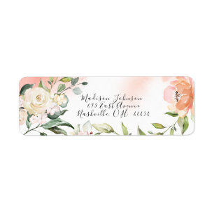 Blush Roses Watercolor Elegant Gold Wedding Return Address Label