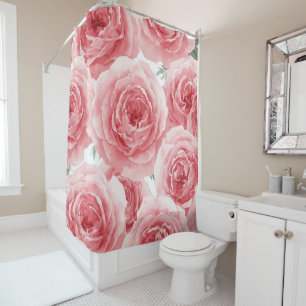 Blush Roses Watercolor Floral Pink Petal Pattern Shower Curtain
