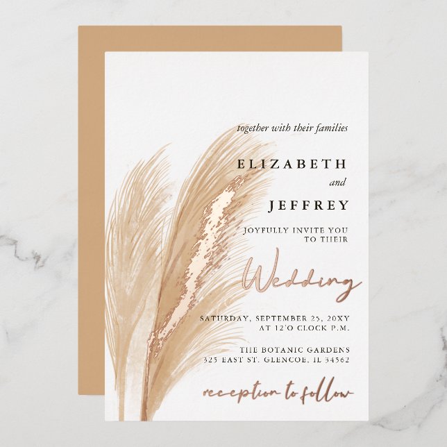 Blush Rustic Earthy Neutral Boho Pampas Wedding (Front/Back)