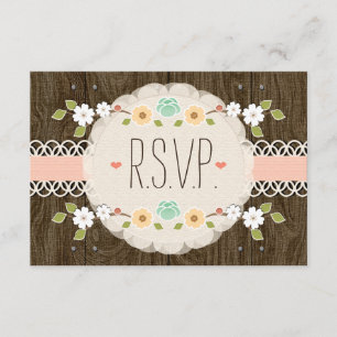 BLUSH RUSTIC FLORAL BOHO WEDDING RSVP CARD