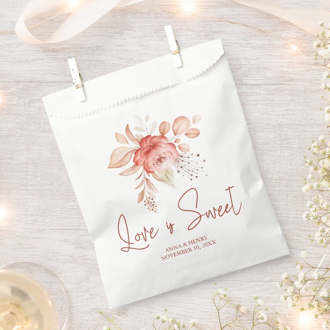 Blush Rustic Floral Personalised Wedding  Favour Bag (Creator Uploaded)