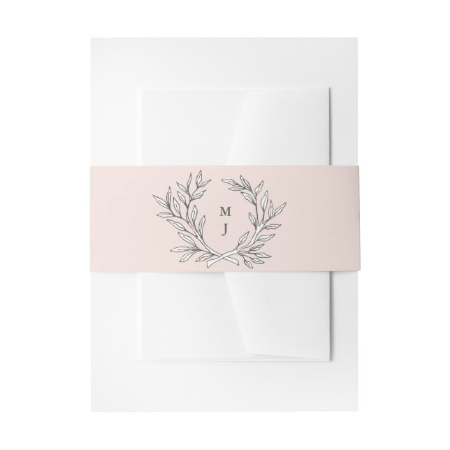 Blush Rustic Monogram Wreath Invitation Belly Band (Front Example)