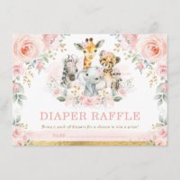 Blush Safari Jungle Baby Girl Shower Diaper Raffle