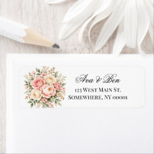 Blush Sage Champagne Floral Wedding Address Return Address Label