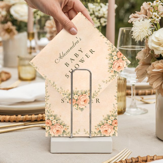 Blush Sage Floral Garden Baby Shower Napkin (Creator Uploaded)