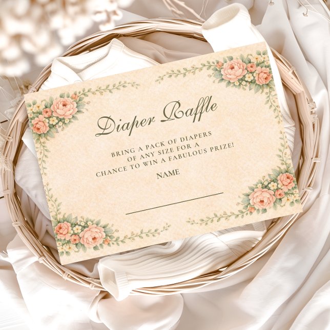 Blush Sage Floral Garden Diapper Raffle Enclosure Card (Creator Uploaded)