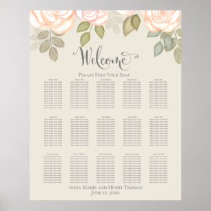 Blush Sage Floral Watercolor Wedding Seating Chart