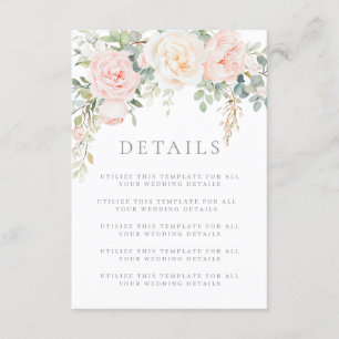 Blush & Sage Floral Wedding Details Enclosure Card