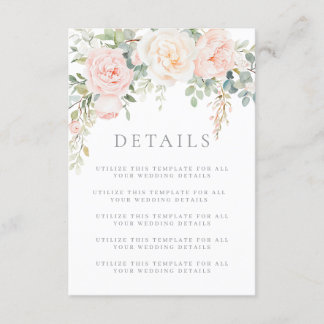 Blush & Sage Floral Wedding Details Enclosure Card
