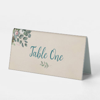 Blush Sage Floral Wedding Table Number