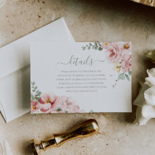 Blush & Sage Green Divine Elegance Wedding Details Enclosure Card
