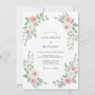 Blush Sage Painted Wedding Invitation