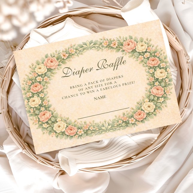 Blush Sage Rose Garden Diapper Raffle Enclosure Card (Creator Uploaded)