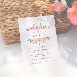 Blush & Sage Watercolor Floral Bridal Shower Invitation Postcard