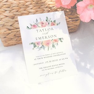 Blush & Sage Watercolor Floral Wedding Invitations