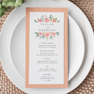 Blush & Sage Watercolor Floral Wedding Menu