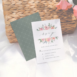 Blush & Sage Watercolor Floral Wedding RSVP