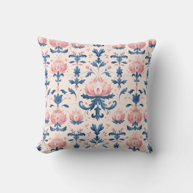 Blush & Sapphire Lotus Elegance Princesscore Cushion (Front)