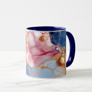 Blush & Sapphire Marble with Golden Pearls Mug