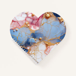 Blush & Sapphire Marble with Golden Pearls Notebook