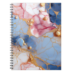 Blush & Sapphire Marble with Golden Pearls Notebook